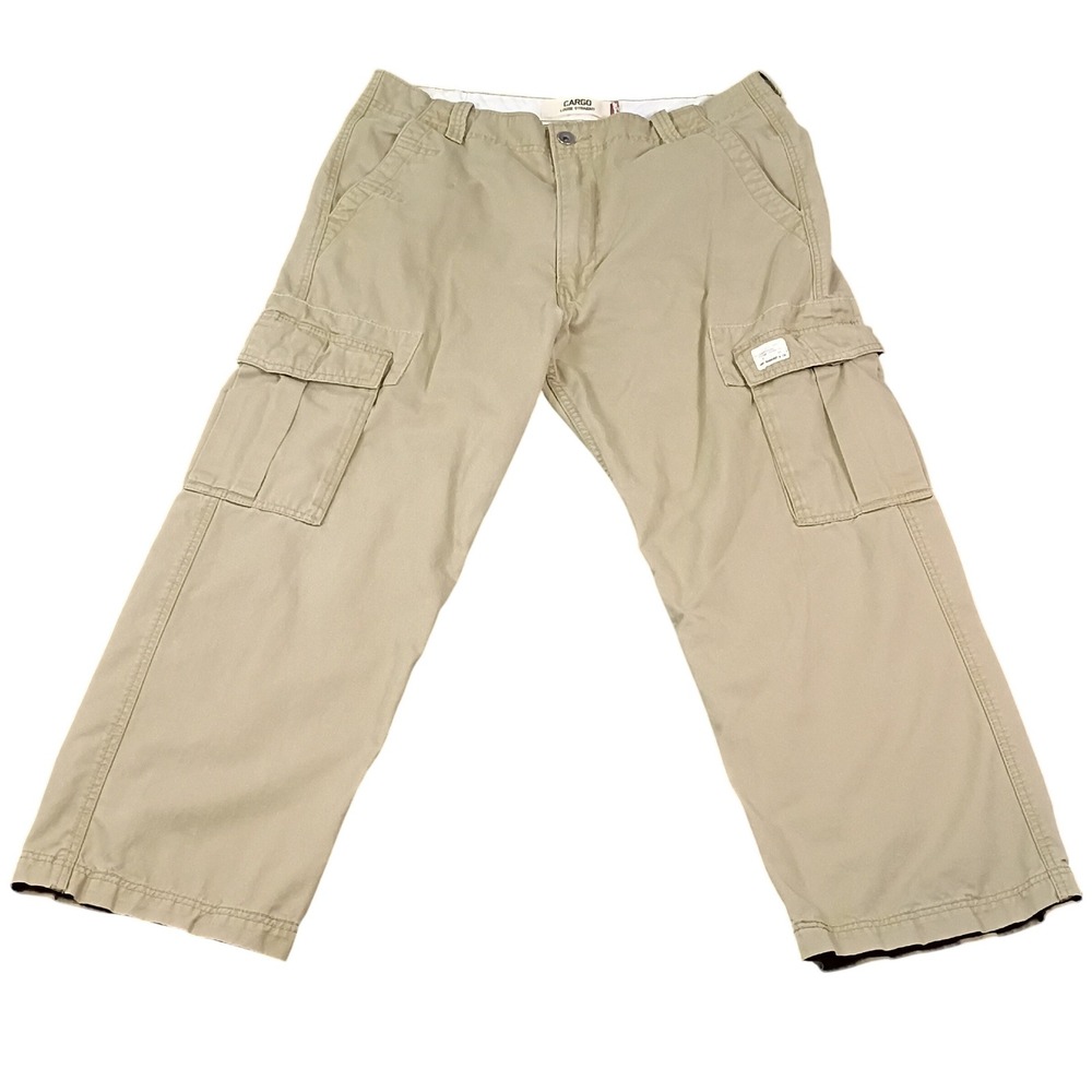 Levis Cargo Loose Straight Pants Mens 38x28 Tan Khaki Cotton Utility Trousers